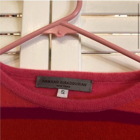 Armand Diradourian Pink Striped Cashmere Sweater - Picture 3 of 6